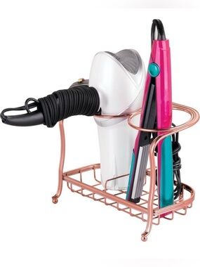 mDesign Rose Gold Bathroom Hair Tool Organizer Stand